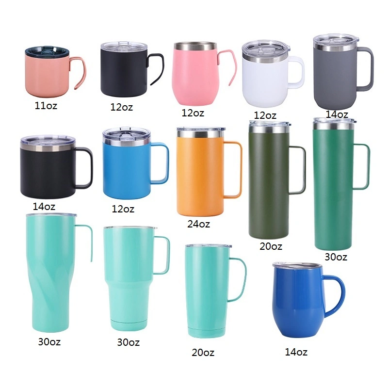 Double Wall Stainless Steel Vacuum Thermos Coffee Tea Milk Cup Mug with Handle