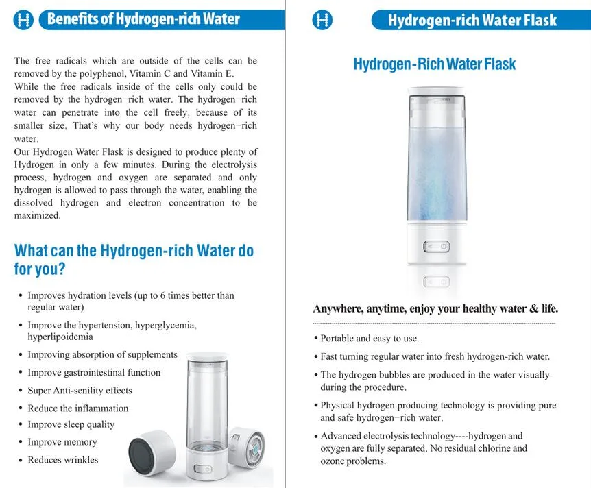 Hot Sale Water Generator Ionizer Maker Latest-Designed Hydrogen-Rich Sports Bottle Factory Price Smart Hydrogen-Rich Cup Water Flask Hydrogen Water Purifier