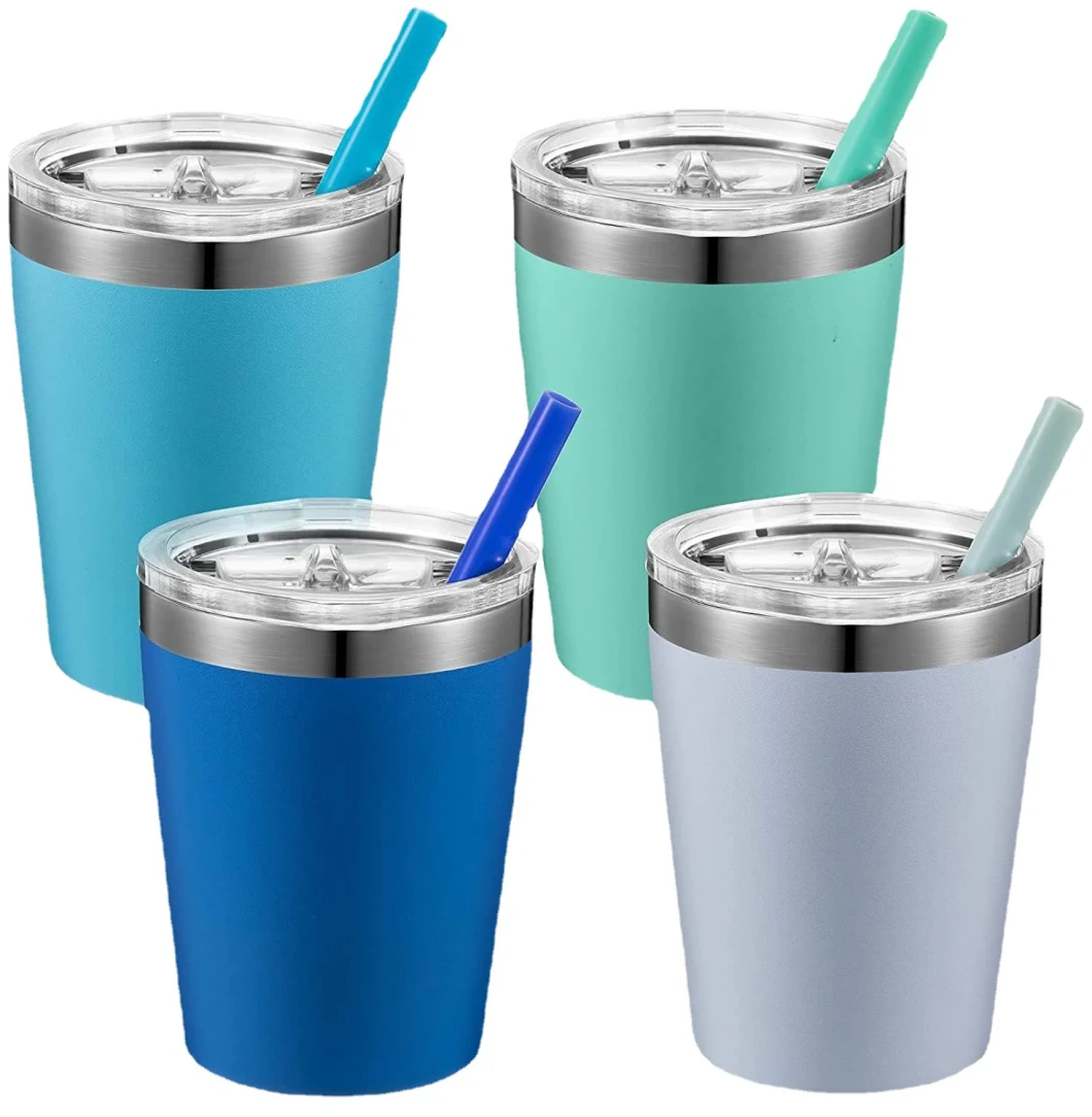 Kids Tumbler with Straw and Lid, 12 Oz Spill Proof with Lids, Double Wall Insulated Stainless Steel Tumbler with Straw Keeps Drinks Hot and Cold Wyz21048